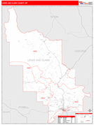 Lewis and Clark County, MT Digital Map Red Line Style
